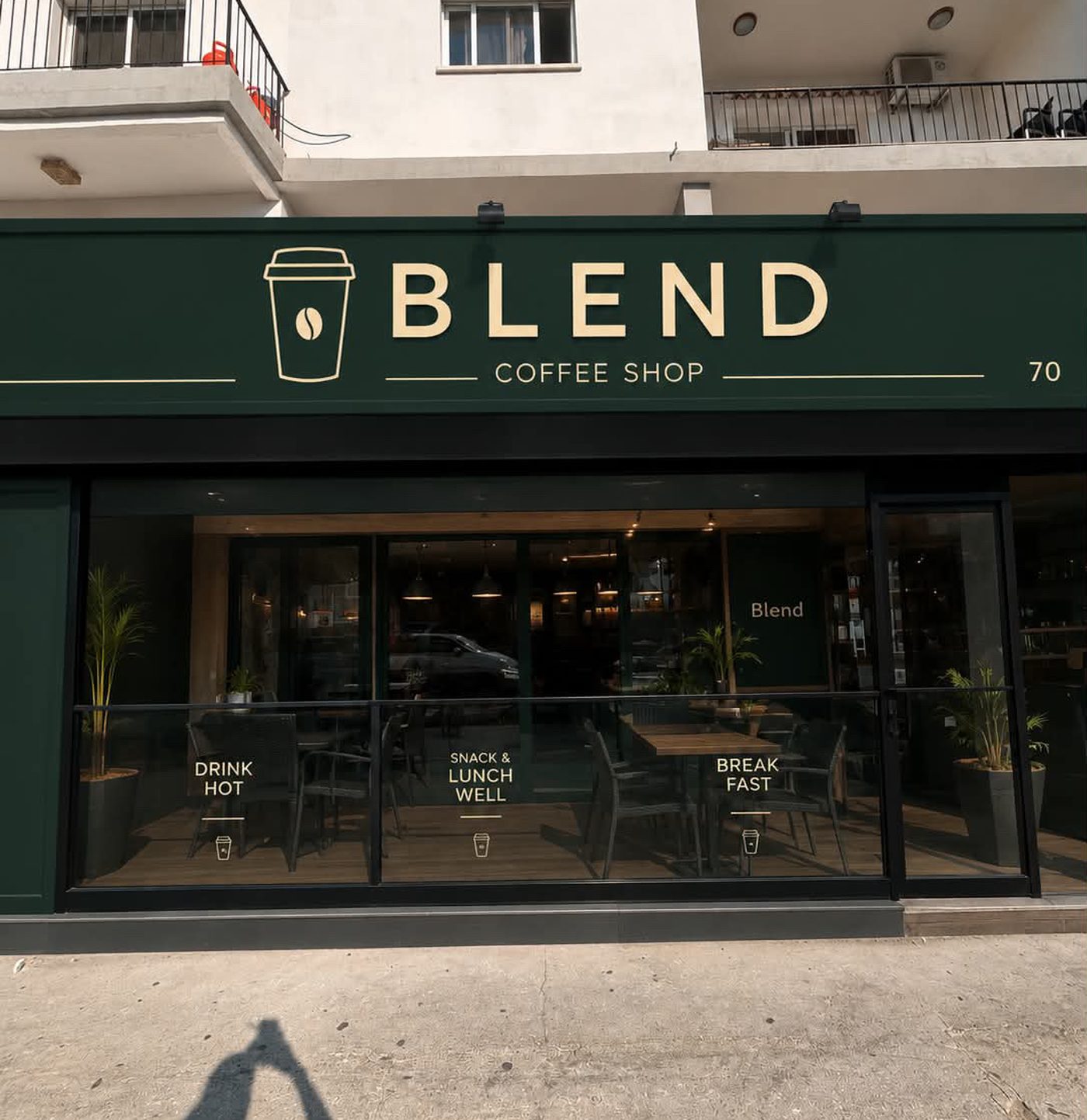 The Blend Coffee Shop storefront in Paphos